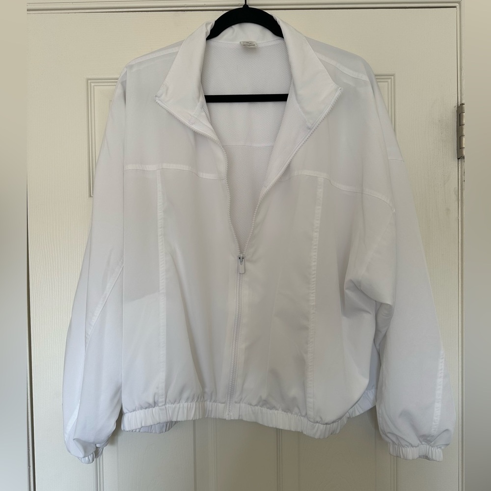PINK Victoria's Secret White Bomber Windbreaker Front Zip Zip-Up Jacket XXL